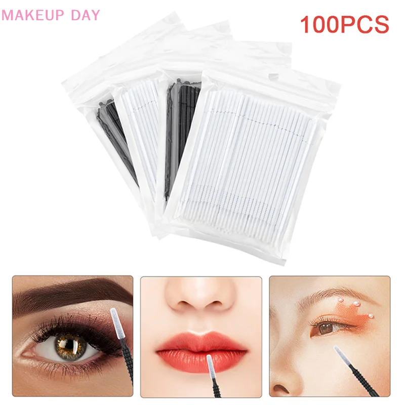 100PCS Disposable Cotton Swab Eyelash Extension Tools Mascara Applicator Brush Lashes Extension Makeup Applicator Removal Tool