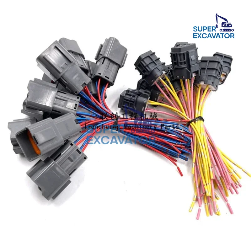 For Komatsu PC120 PC200 PC220 PC240 PC300-6 Throttle motor plug Four-wire male/female lug Excavator accessories