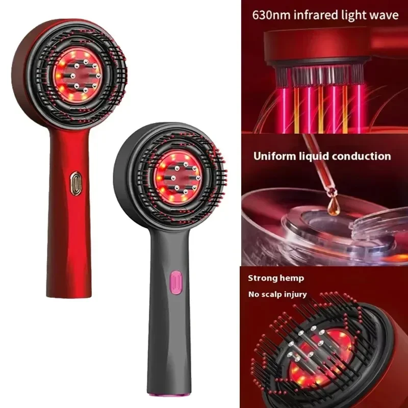 Electric Vibration Massage Comb Red Light Hair Follicle Comb Scalp Oil Liquid Applicator Head Massager Hair Growth Anti Loss