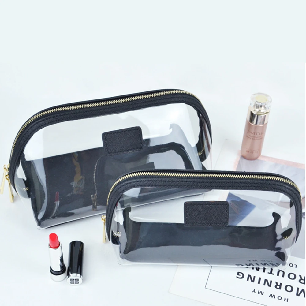 Custom Letters Transparent Makeup Bag Fashion Waterproof Travel Accessories Personalize Name Female Clear PVC Zip Cosmetic Pouch