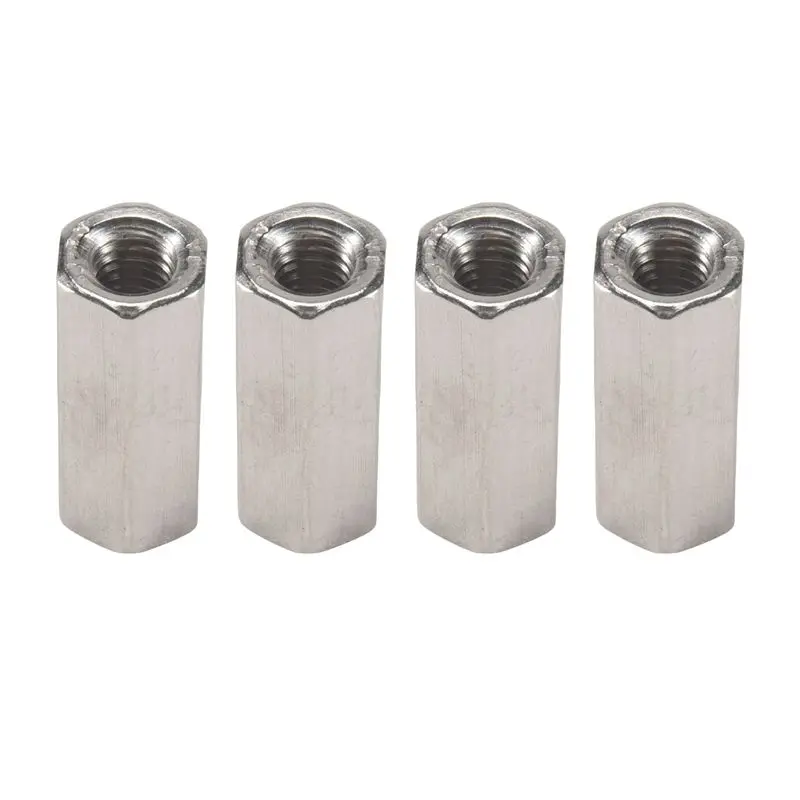 4PCS M6 X 1 Pitch 25 Mm Long 304 Stainless Steel Metric Hexagon Stud Extension Hexagon Nut-A68E