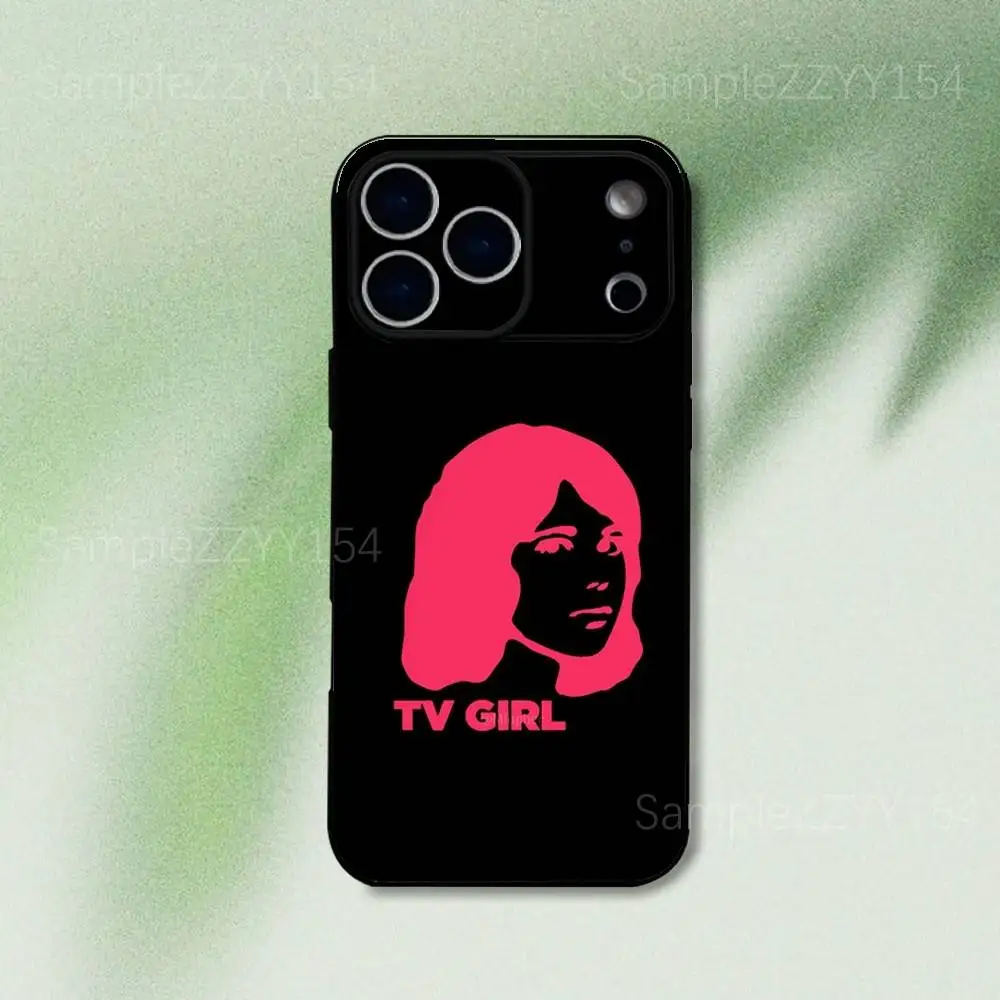 Funda de teléfono T-TV Girl Band para iPhone 17,16,15,14,13,12,Pro,Max,Plus,E,SE4,Air,Mini Funda suave negra