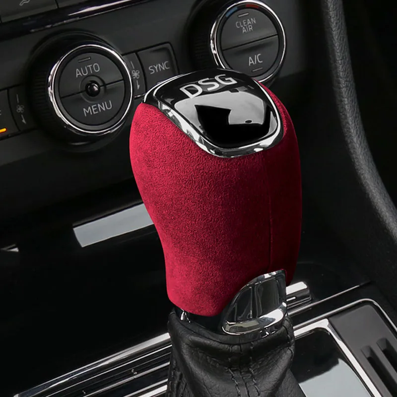 

Italian Suede Car Gear Stick Shifter Knob Cover Mat for ŠKODA Skoda Superb Octavia Rapid Kamiq Hardshell Cap