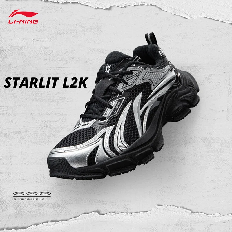 

Женские модные повседневные кроссовки LI-NING STARLIT L2K из серии Sports Lifestyle, ретро-модель с массивной подошвой AGLW078