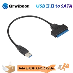 Kabel USB 3.0 2.0 SATA 3 Adapter Sata na USB 3.0 do 6 Gb/s Obsługa 2,5-calowego zewnętrznego dysku twardego HDD SSD 22-pinowy kabel Sata III