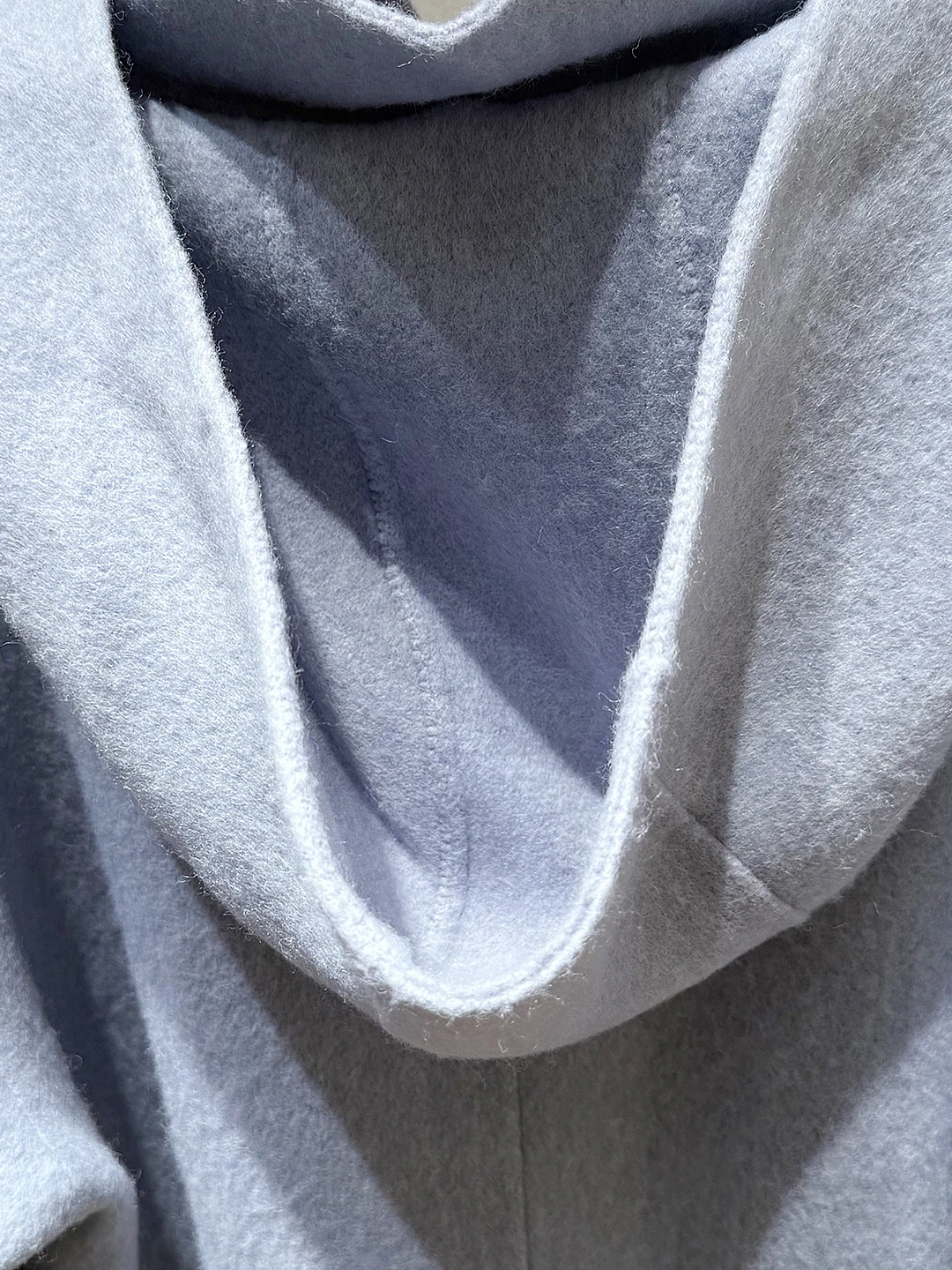 Wollen damesjas met ritssluiting lang Sve casual blauwe capuchon Jaet lente herfst Faion Ele Sle knoopdetail