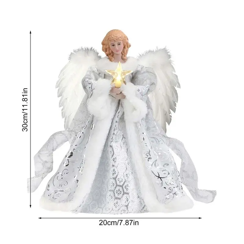 New Christmas Tree Decoration Golden Angel Dolls Tree Top Star LED Glowing Pendant Christmas Tree Top Decoration Holiday Decor