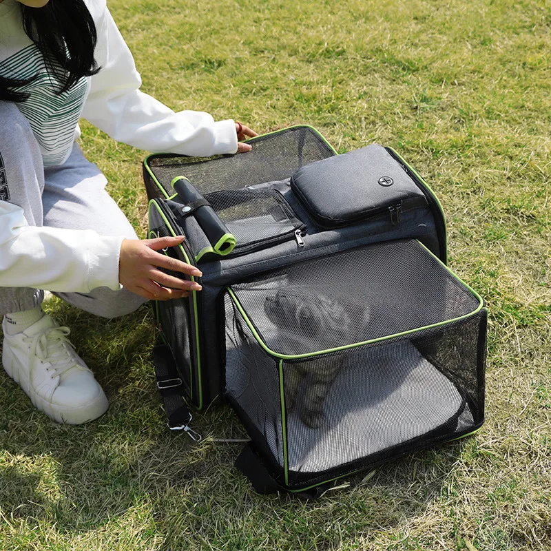 Imagem -02 - Transportador Dobrável e Macio com Fita Reflexiva Grande Capacidade Bolsa de Viagem Expansível para Gato e Cachorro Companhias Aéreas Aprovadas