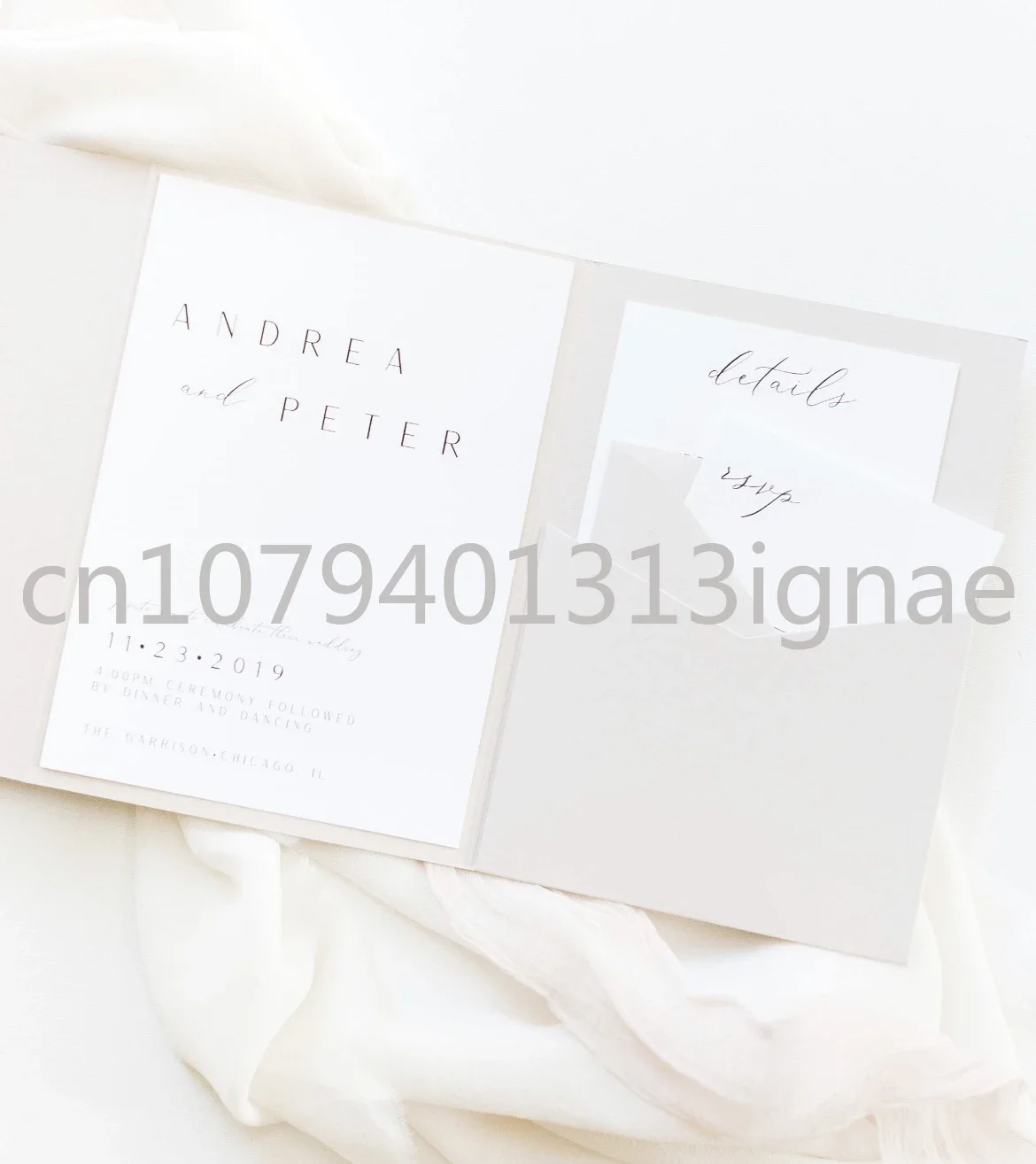 

Wedding Invitation Letter Pocket Wedding Invitation Card with Vellum Band and Wax Seal