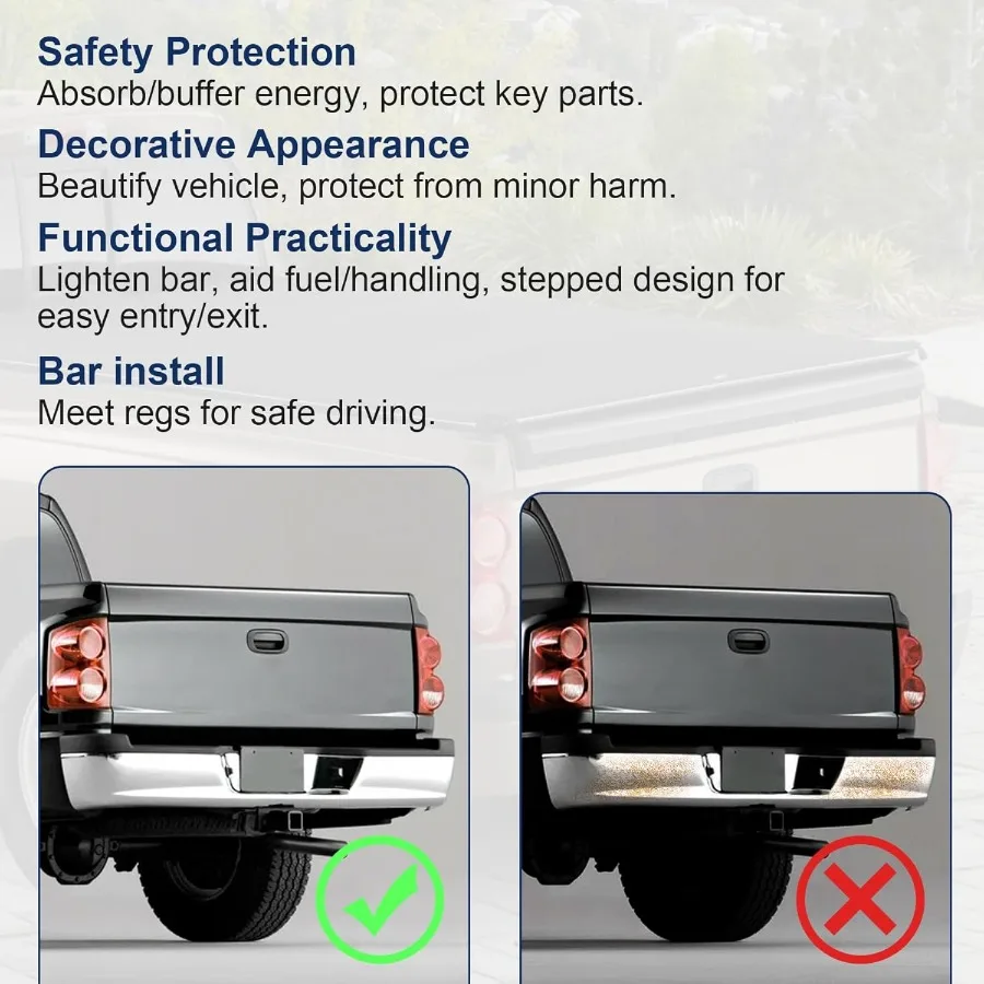 مجموعة المصد الخلفي من الكروم مع دعامة تثبيت FO1103103 متوافقة مع موديلات دودج داكوتا 19972004 بدون حديقة خلفية #4