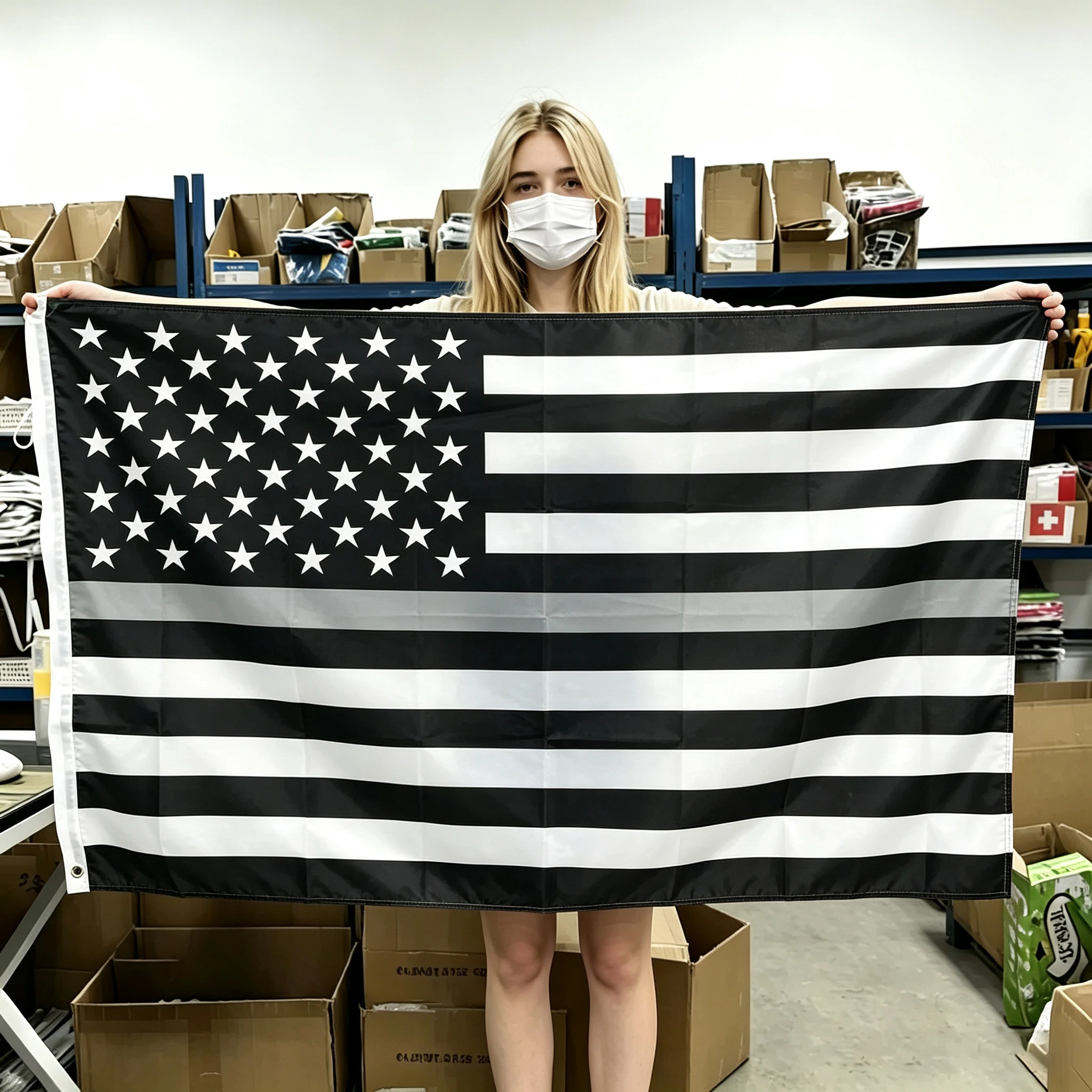60x90cm 90x150cm 120x180cm Thin Silver Line American Flag Polyester Banner With Brass Grommets Honoring Corrections Officers