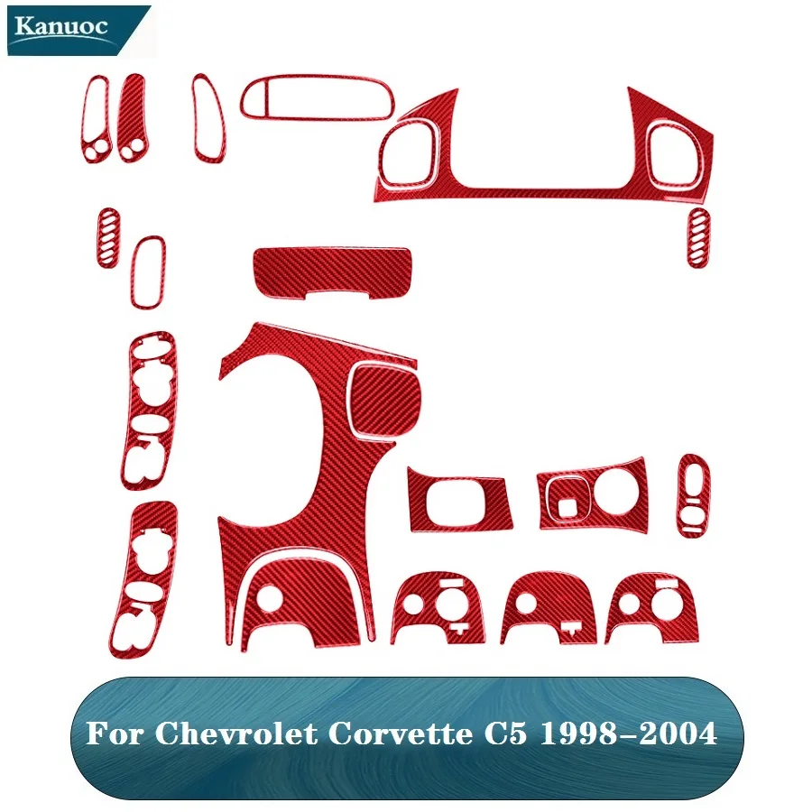 Interior Decorative Car Accessories For Chevrolet Corvette C5 1998 1999 2000 2001 2002 2003 2004 Carbon Fiber Red Stickers