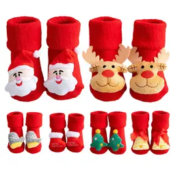 Winter Warm Strip Baby Socks Cute Cartoon Dot Thick Boys Girls Floor Sock Christmas Soft Newborn Toddler Kids Thick Floor Socks