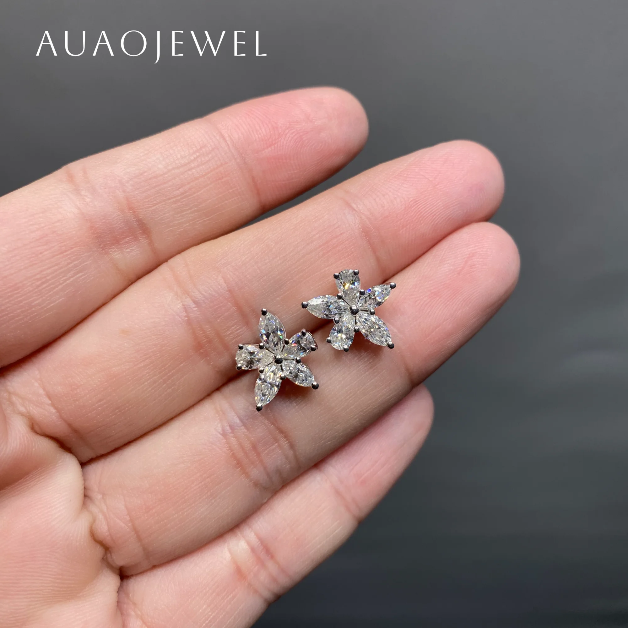 

AUAOJEWEL Moissanite Earrings 0.3ct Marquise Cut 0.3ct Pear Cut Gemstones 18k Sterling Silver 925 Earrings Luxury Designer