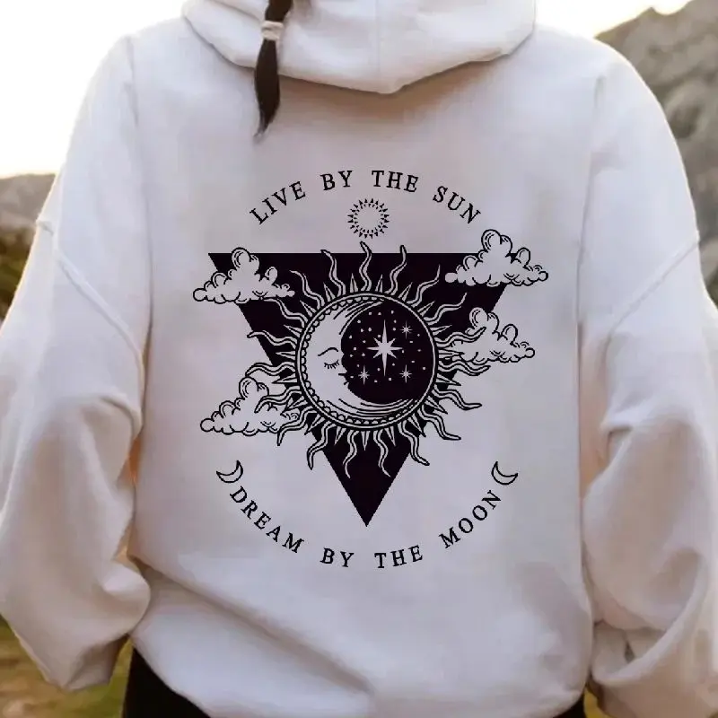 

Retro Vintage Sweatshirt Aesthetic Graphic Hoodies Y2K Casual Daily Wear Unisex Versatile Stylish Pullover Dream By The Moon
