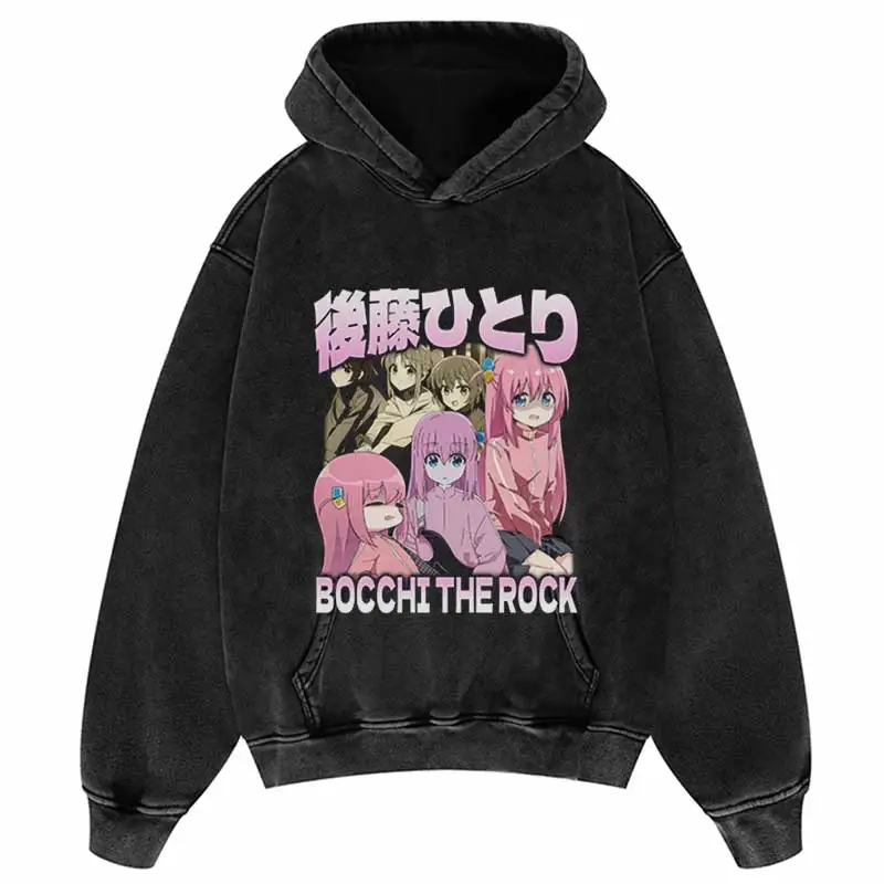 Vintage Oversized Hoodie Streetwear Japanese Anime Alphabet Cartoon Girl Hooded Sweatshirts 2024 Harajuku Punk Gothic Pullovers