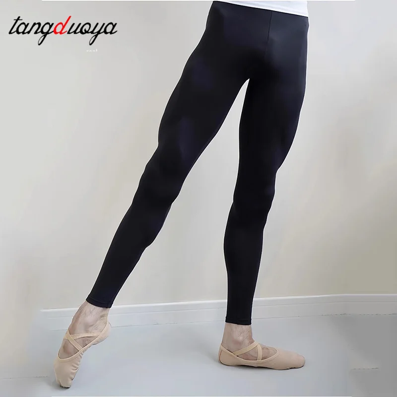 1 paio di collant da danza classica da uomo leggings a figura intera costume da balletto pantaloni da pratica collant in cotone vita alta elastica abbigliamento da ballo