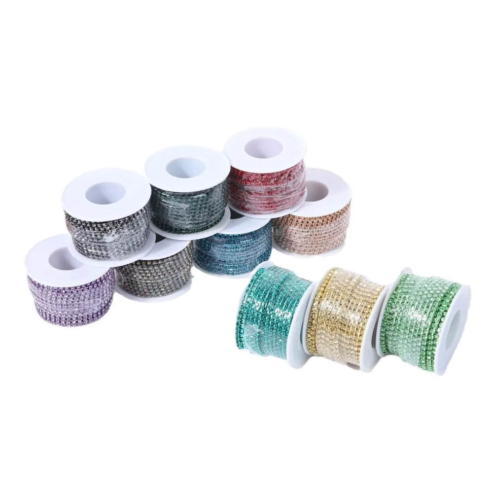 10 ياردة الزجاج الملون سلسلة حجر الراين كأس كثيف تقليم للملابس أكياس الأحذية DIY بها بنفسك الخياطة الديكور الحرف مشاريع الموضة