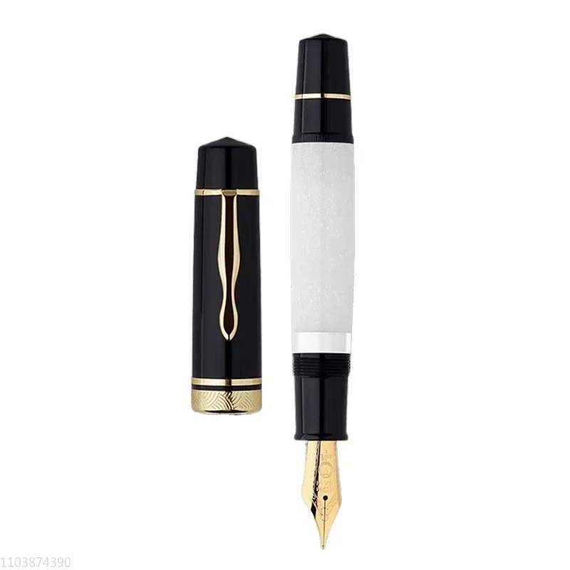 Imagem -06 - Majohn Grande All Copper Piston Fountain Pen Caneta de Tinta para Escritório e Escola Escrita Suave Resina Laranja Branco No.6 ef f m Nib P139 P139 Novo