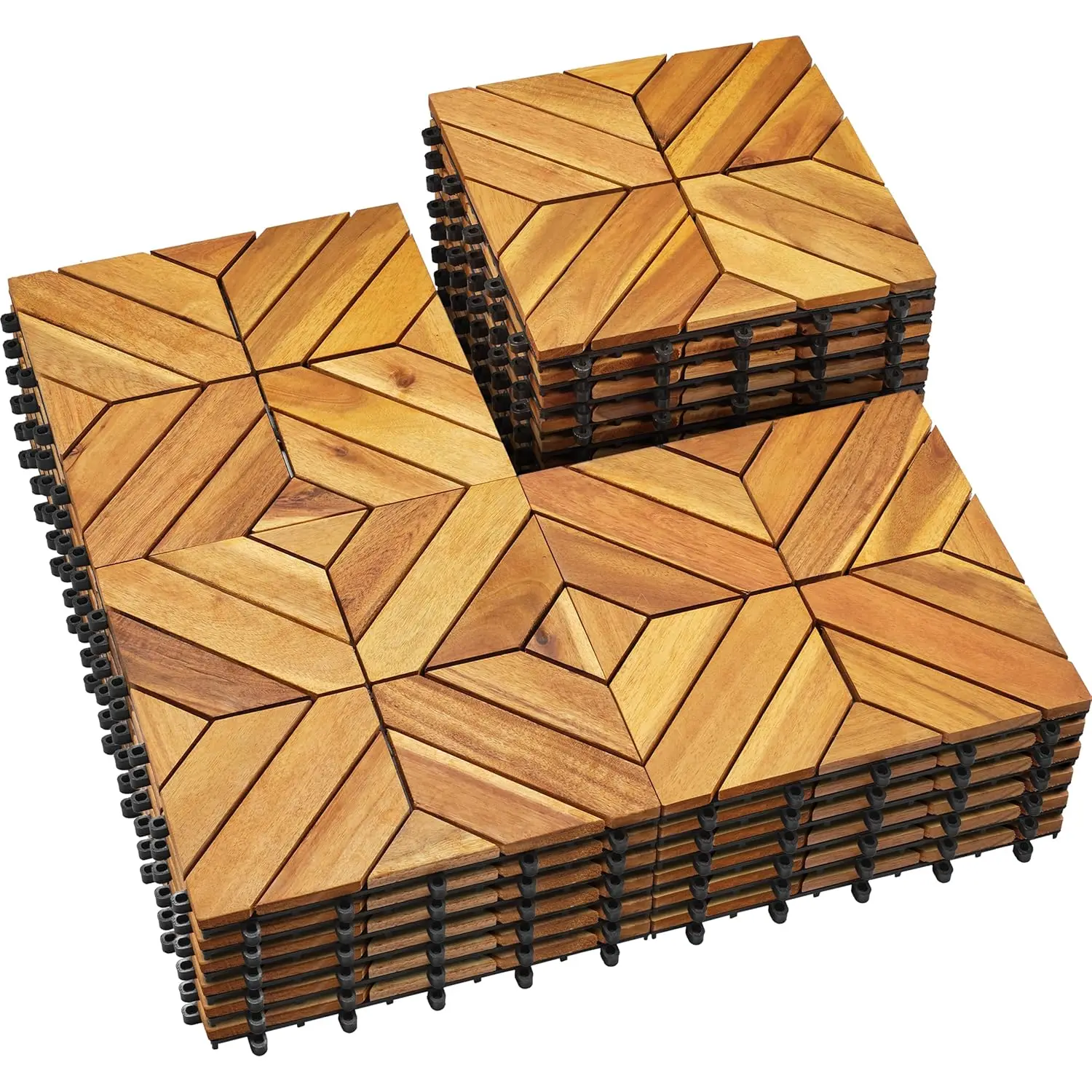 

27PCS Acacia Wood Deck Tiles 12x12in Interlocking Waterproof Outdoor Indoor Flooring Balcony Backyard Poolside, Custom