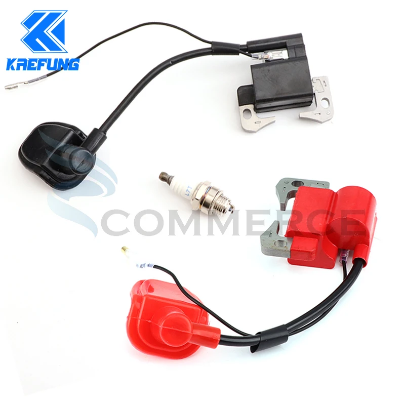 Red/Black Ignition Coil with L7T spark plug for 43cc 47cc 49cc Mini Quad Pocket Dirt Bike ATV 2-Stroke Engine Accessories