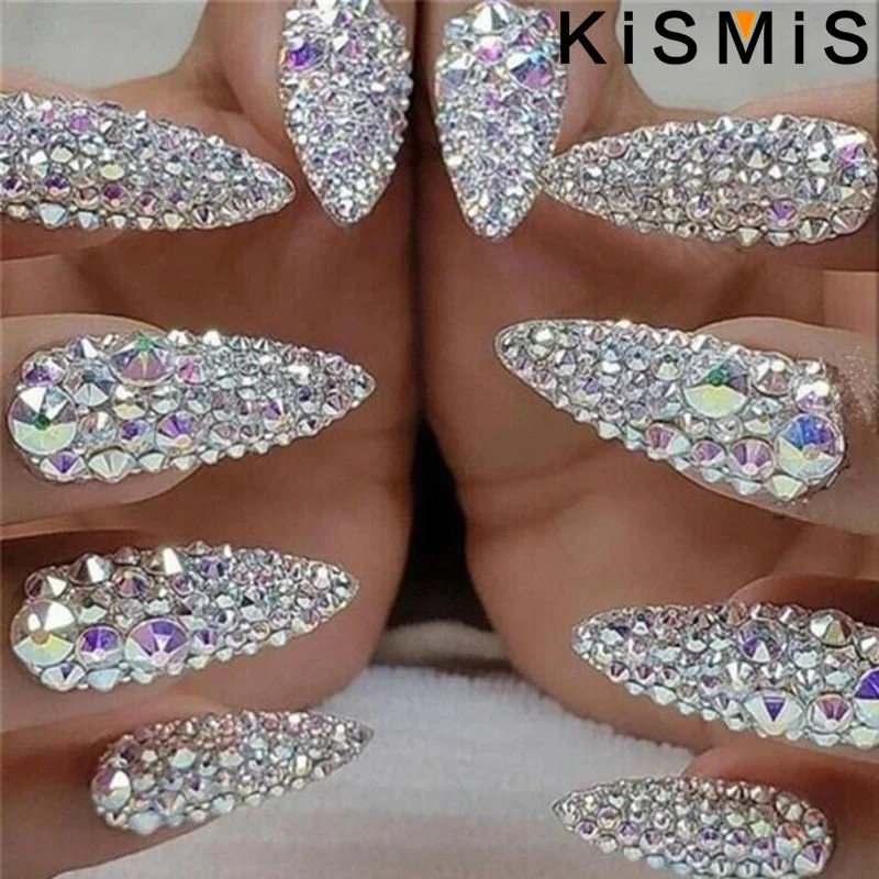 Nail Rhinestones 3D Nail Art Decoration Crystal Beads 12 Grids Mixed Sizes DIY Tools Acrylic Stones Shiny Accessories Gem