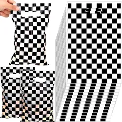 Black and White Checkered Party Gift Bags Race Car Theme Plastic Candy Bag Kids Racing Birthday Party Favors Supplies Decoration