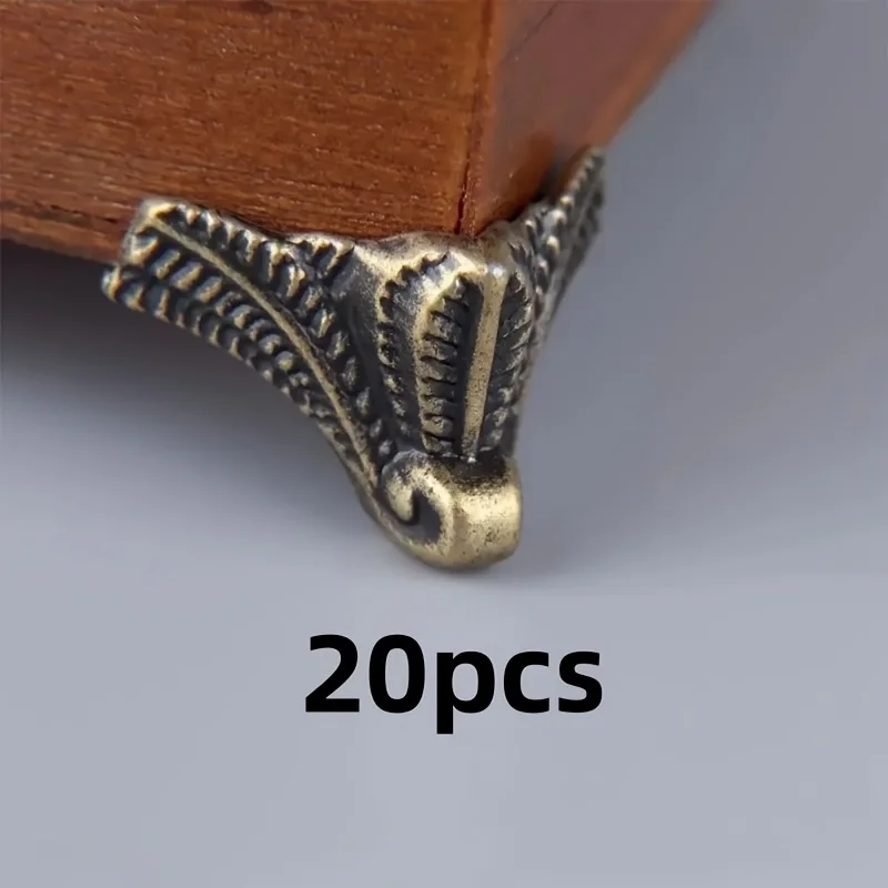 20PCS Antique Box Bracket Antique Corner Protectors Jewelry Box Decorative Leg Corner Bracket Wooden Case Feet Leg ﻿