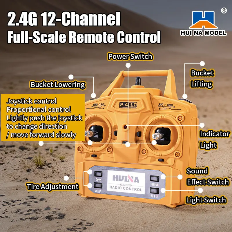 HUINA 536 12-CH 1:14 Alloy Remote Control Full-Scale 8-Wheel Heavy-Duty Engineering Dump Truck Remote Control Toy With Lights