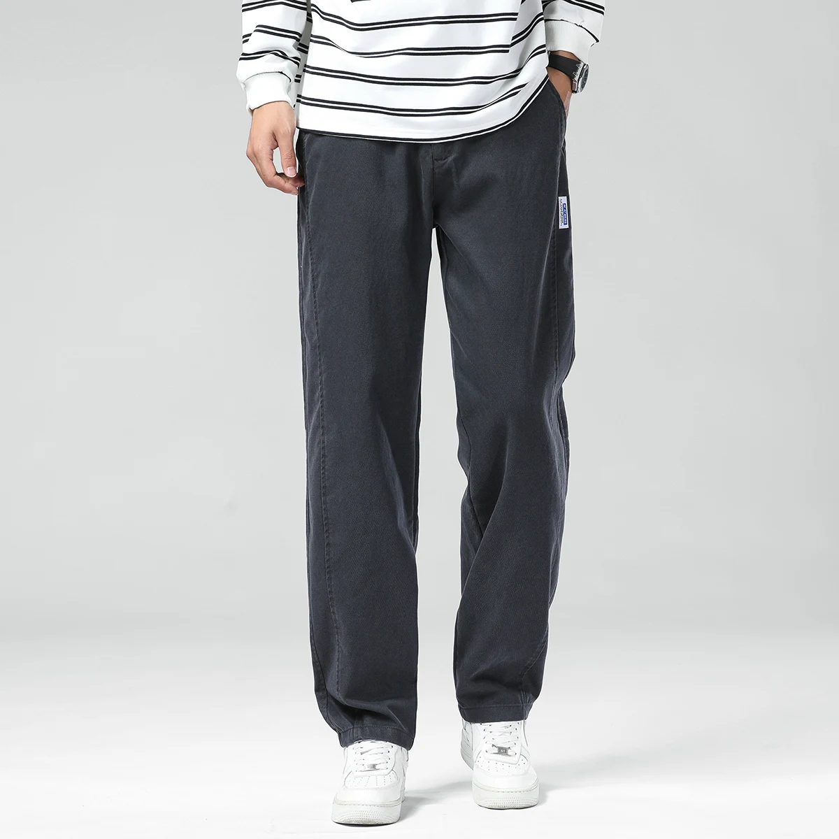 Brand Clothing Winter Lyocell Fabric Men's Jeans Loose Straight Denim Pants Design Blue Thick Casual Trousers Plus Size M-5XL