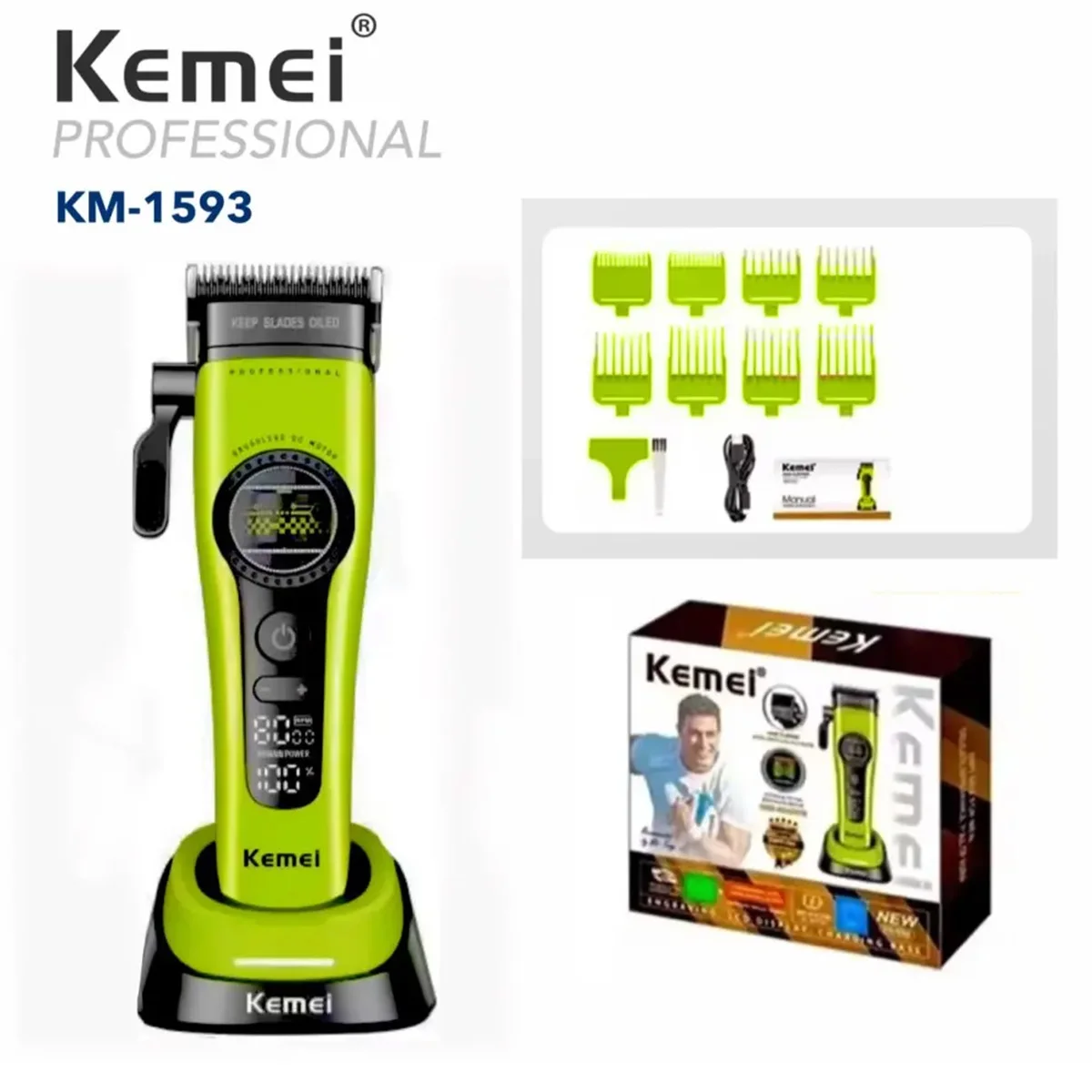 Kemei Clippers Professional Hair Clippers External Rotor Brushless