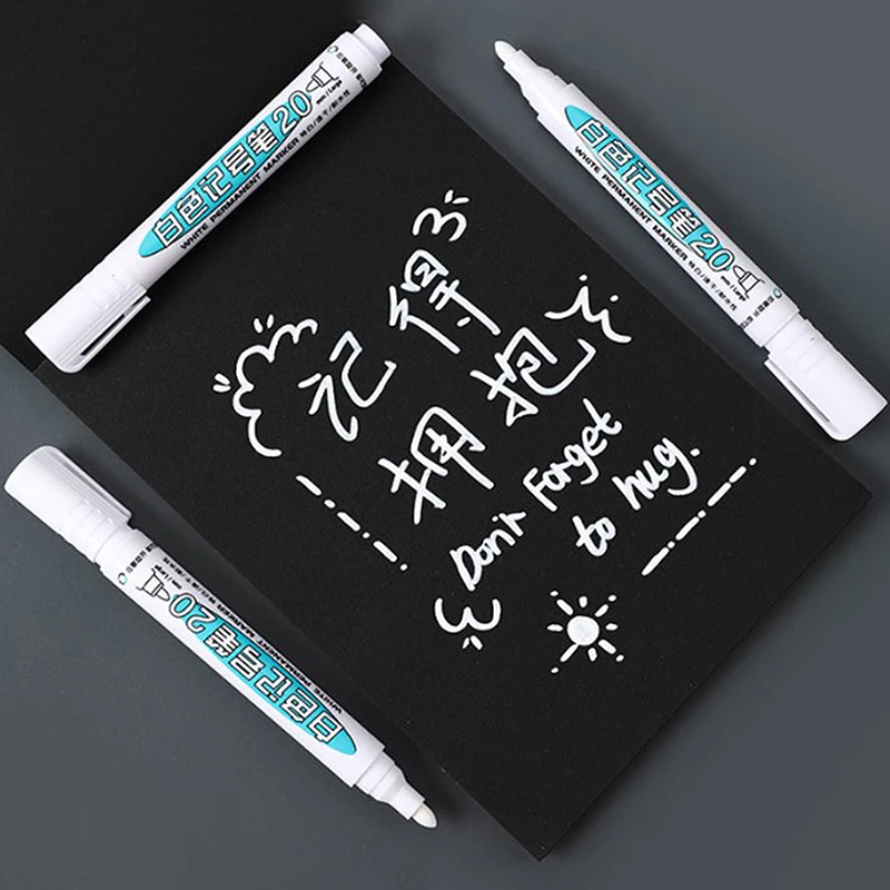 Rotulador de grafiti resistente al agua para pintar, bolígrafo permanente de color blanco aceitoso de 1/3 piezas, 2mm, para dibujo de neumático de cuaderno