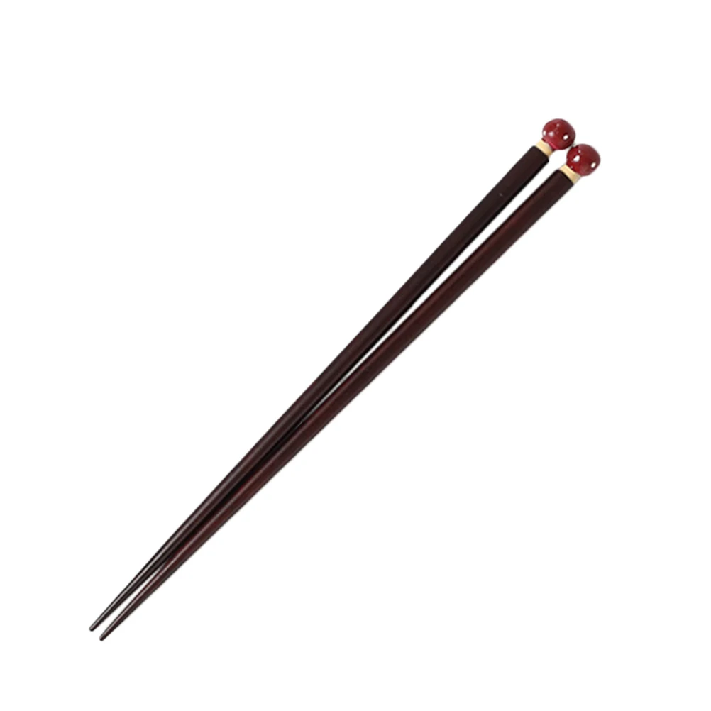 

1 Pair of Japanese Style Vegetables and Fruits Chopsticks Reusable Solid Wood Chopsticks for Home (Red Mushroom)