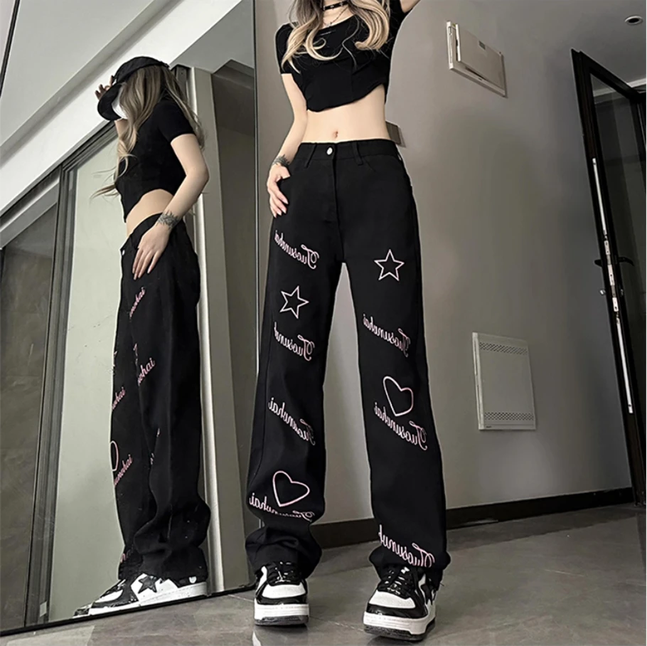 Neue frühling herbst plus größe baumwolle marke weibliche frauen mädchen streetwear gerade jeans