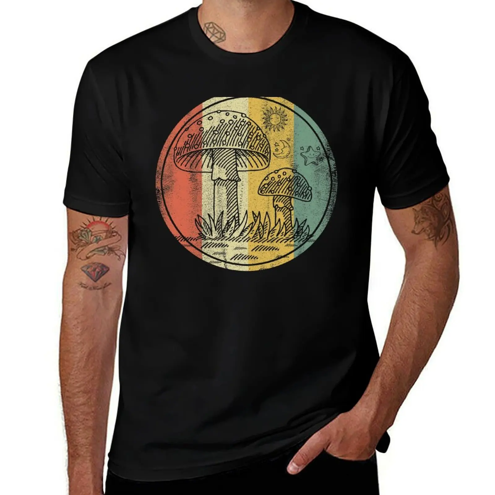 Retro Mushroom Lover Fungi Fungus Foraging Mycology Mycologist Men Women T-Shirt Street Art Print Tee Shirt T-Shirt