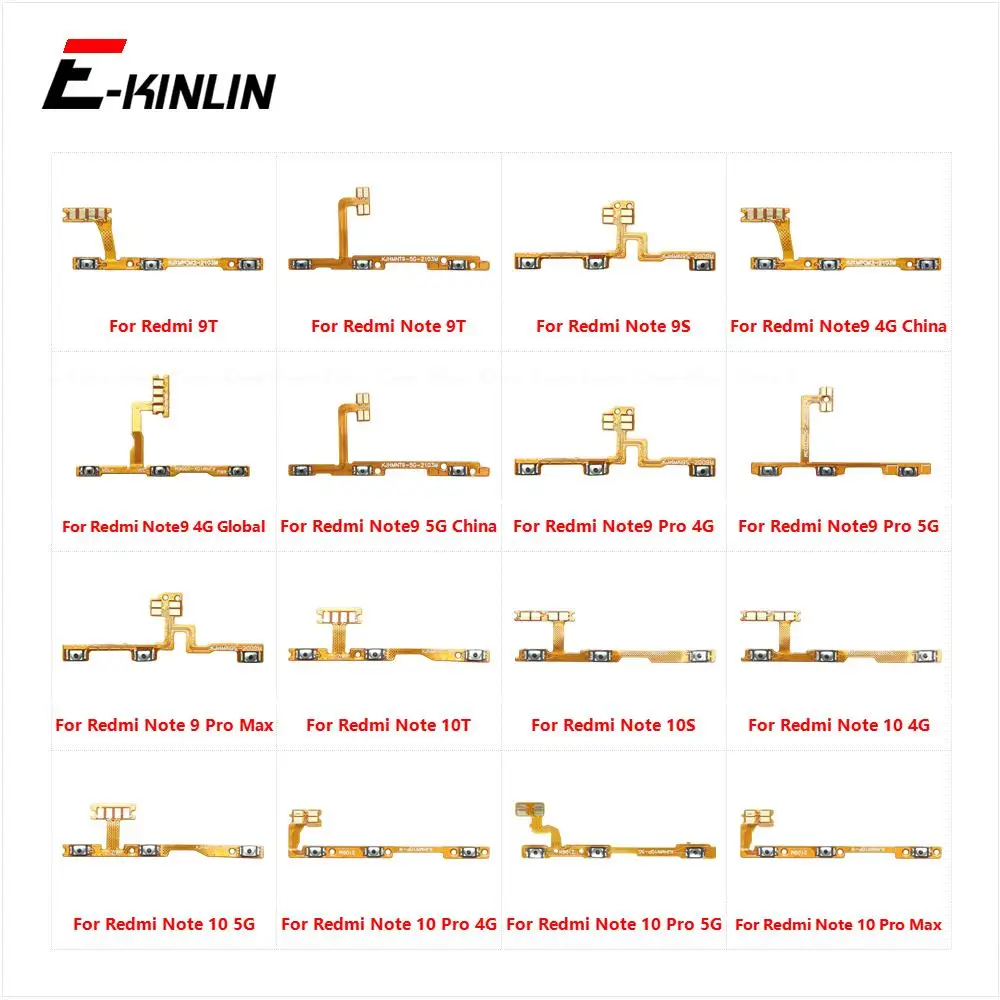 Volume Button Power Switch On Off Key Ribbon Flex Cable For XiaoMi Redmi Note 9T 9S 9 10T 10S 10 Pro Max 4G 5G Global Parts