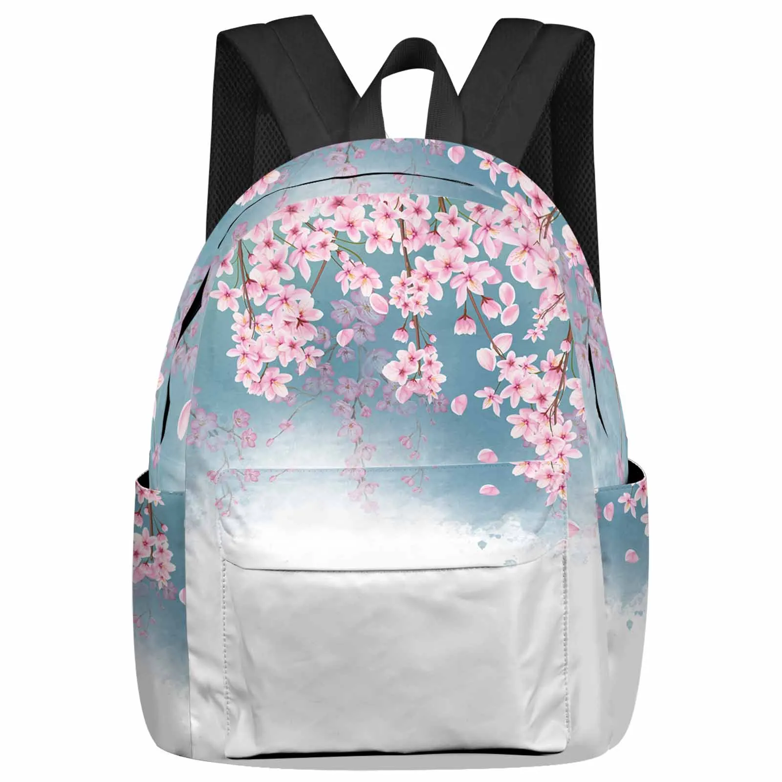 

Peach Blossom Watercolor Flower Backpack School Bags for Teenagers Students Laptop Bag Women's Casual Travel Backpack