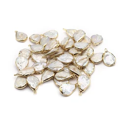 2pc Natural Baroque Pearl Pendants Gold Plated Water Drop Baroque Charms for Trendy Jewelry Making Diy Earrings Accessories