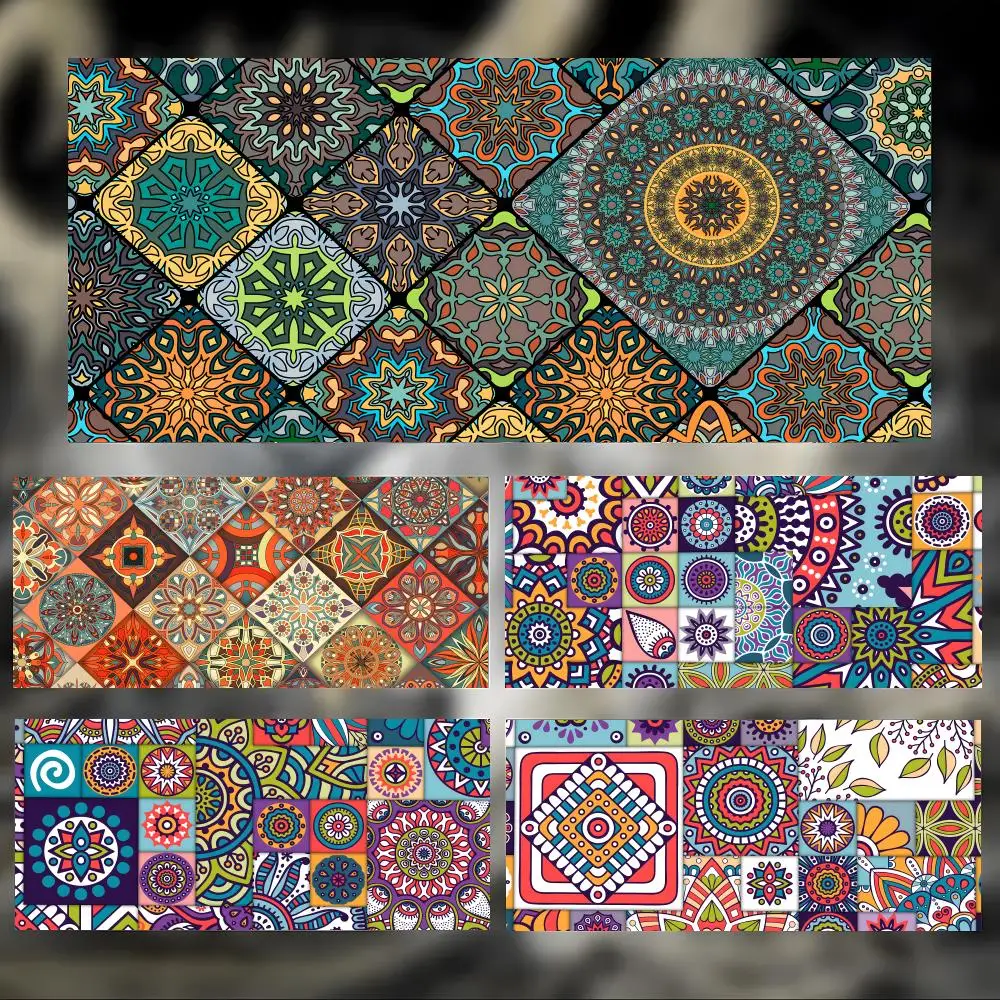 Colorful mandala tiles pattern Beautiful Art Mouse Pad Large Thick Desk Pad Stitched Edges Gaming Mouse Mat for PC
