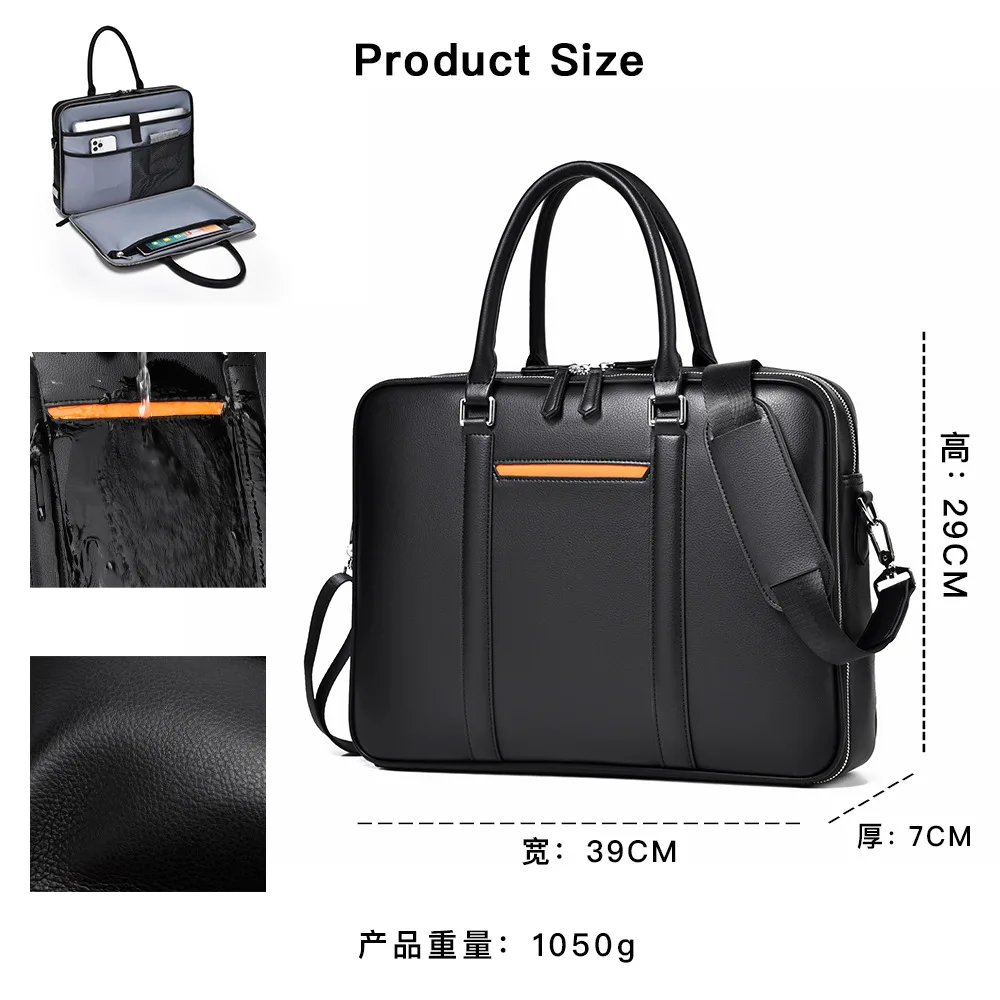 New Briefcase Men's Luxury Messenger Bag Men Capacity Leather Business Handbag High-end Multi-functional Laptop Commuter