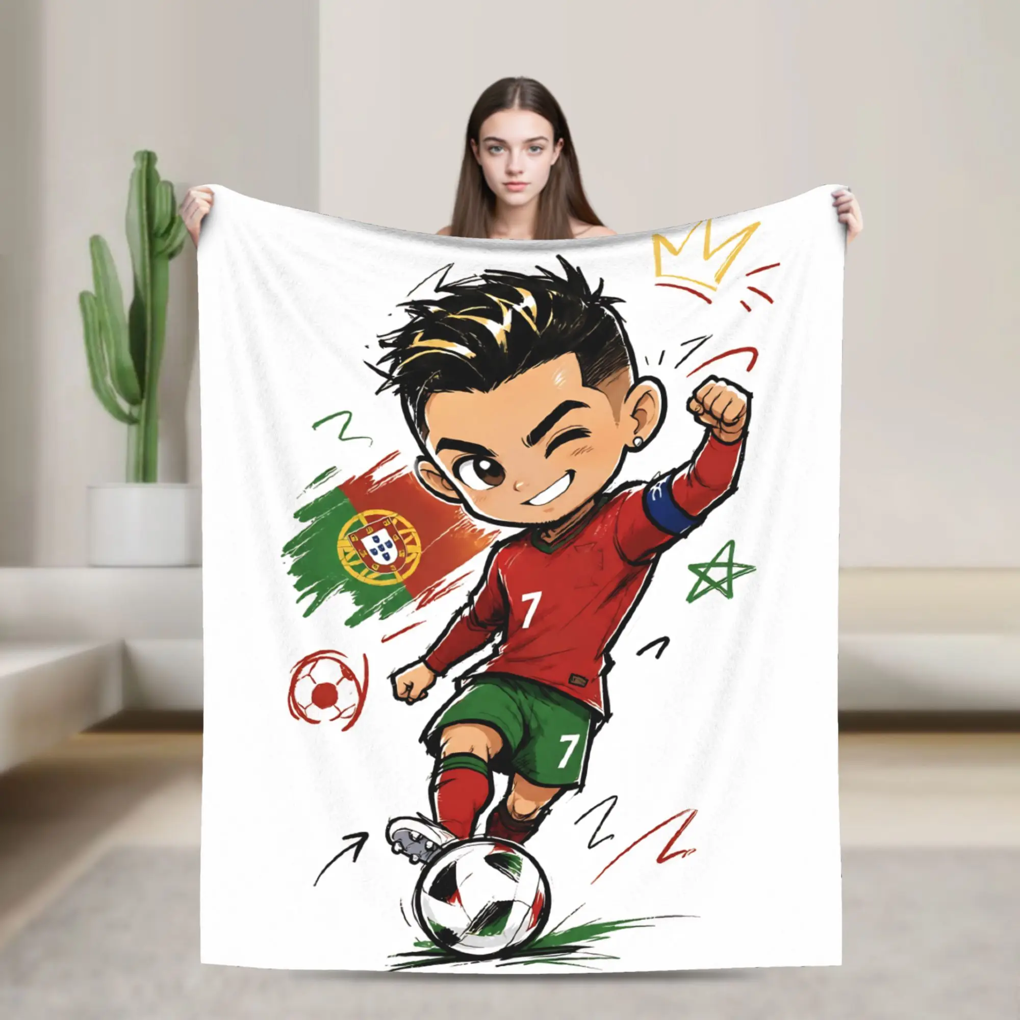 The Legend Siu Portugal Soccer Player Blanket Fleece Textile Multi-function Super Soft Throw Blanket for Bed Travel Bedspread