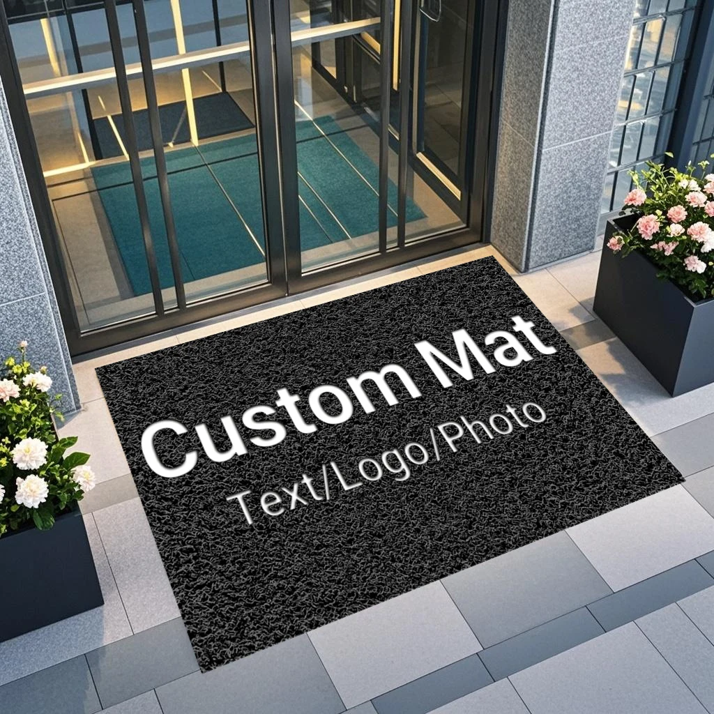 

Custom Doormat Personalized PVC Welcome Rug Business Entrance Carpet Outdoor Anti-slip Cleaning Mat Corridor Floor Mats Gift