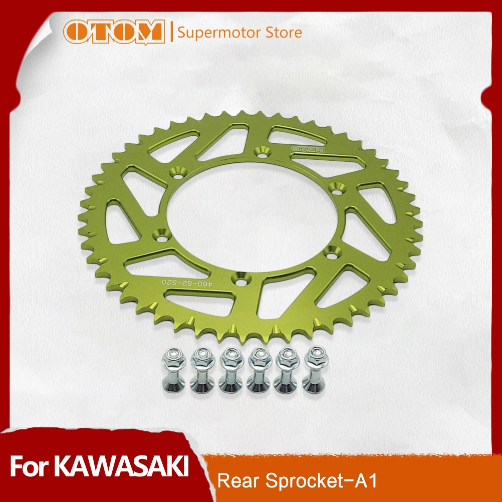 

OTOM Motorcycle Rear Sprocket Chain 52T With Sprocket Bolts Nuts Brake Disc Drive Plate For KAWASAKI KX KDX KXF KLX SUZUKI RMZ