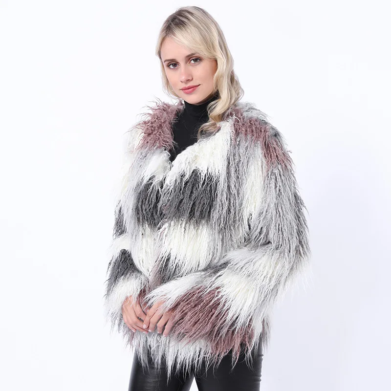 European and American Unicorn Fur Integrated Women's Clothing Medium and Long Plush Fur Coat