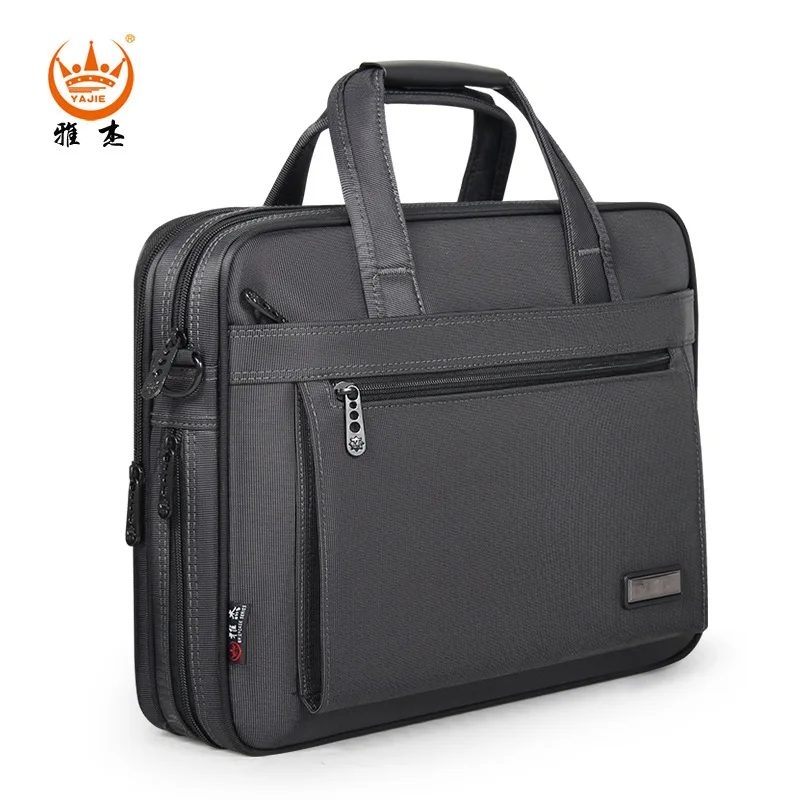 Bolso de ordenador de tela Oxford de gran capacidad grueso para hombre, maletín de mano, bolso de negocios para reuniones, impermeable, Color puro