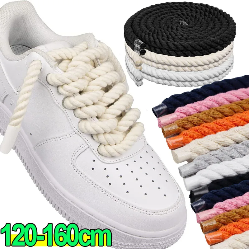 

Bold Cotton Linen Twist Weave Shoelaces solid Color Rope Shoes Laces Men Women Trendy Personality kpop Sport Casual Shoestring