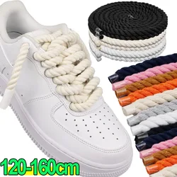 Bold Cotton Linen Twist Weave Shoelaces solid Color Rope Shoes Laces Men Women Trendy Personality kpop Sport Casual Shoestring