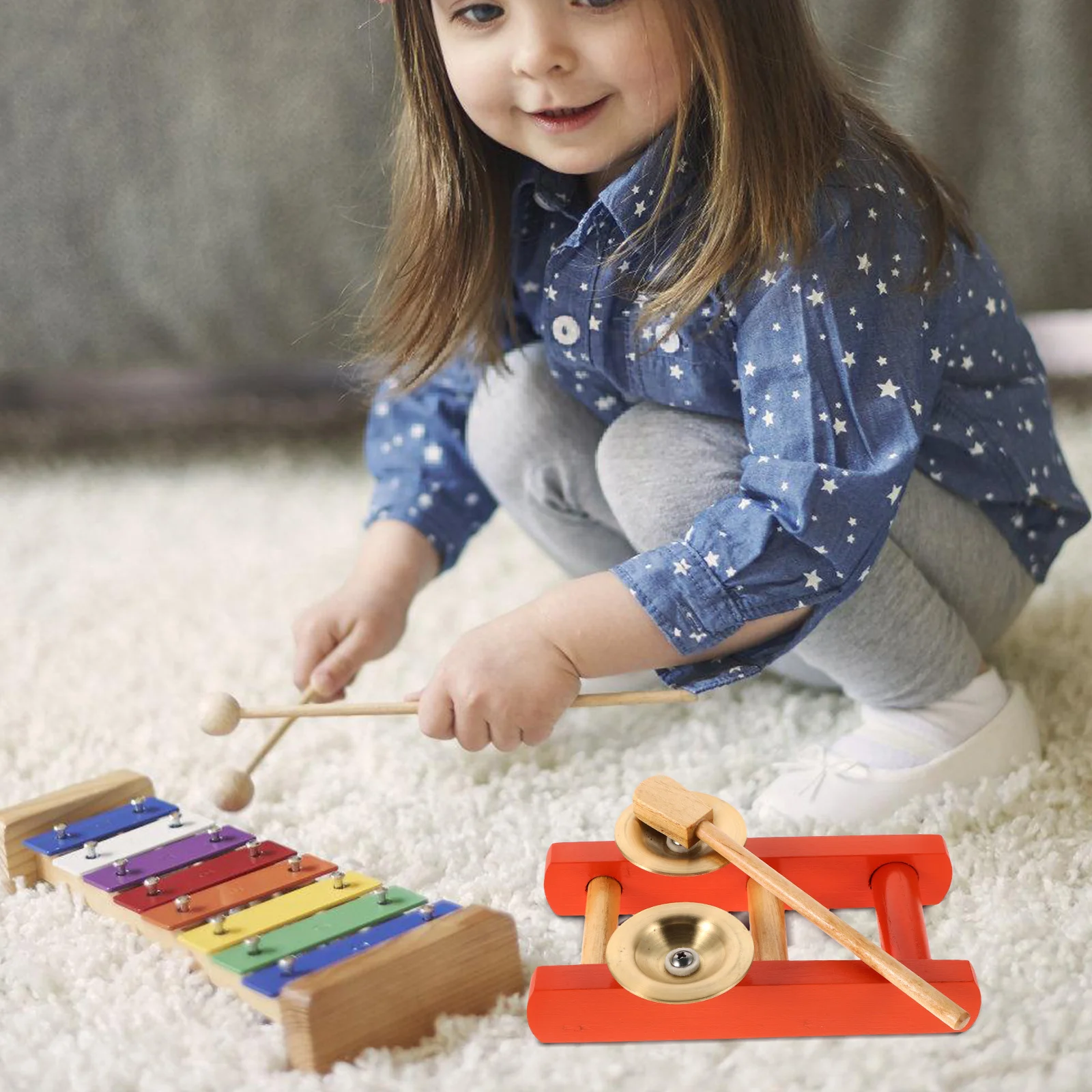 

Children Brass Cymbals Mini Small Hand Cymbals Rhythm Percussion Performance Cymbal with Stable Stand for Kids