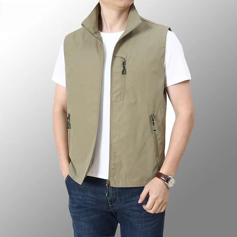

Men's Summer Outdoor Workwear Vest Quick-Dry Breathable Fishing Sleeveless Korean style Jacket Multi-Pocket Casual Sports coat