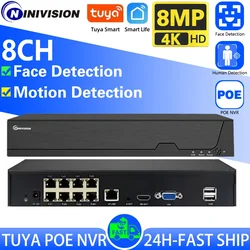 Tuya Smart Life Home 8CH 4K 8MP 5MP POE ONVIF NVR Video Recorder CCTV System Network P2P Video Surveillance IPC PTZ Cameras